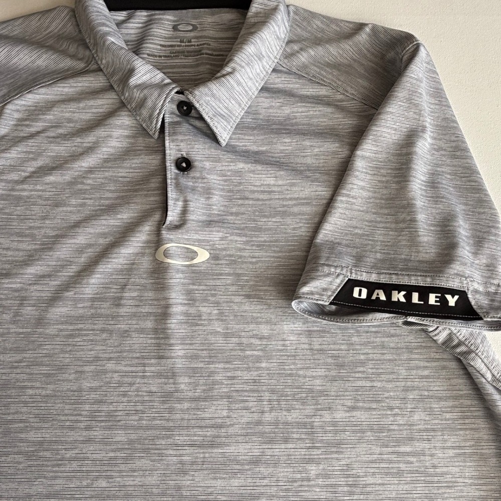 Oakley Mens Tailored Fit Space Dye Polo Shirt Grey Short Sleeve Size M
